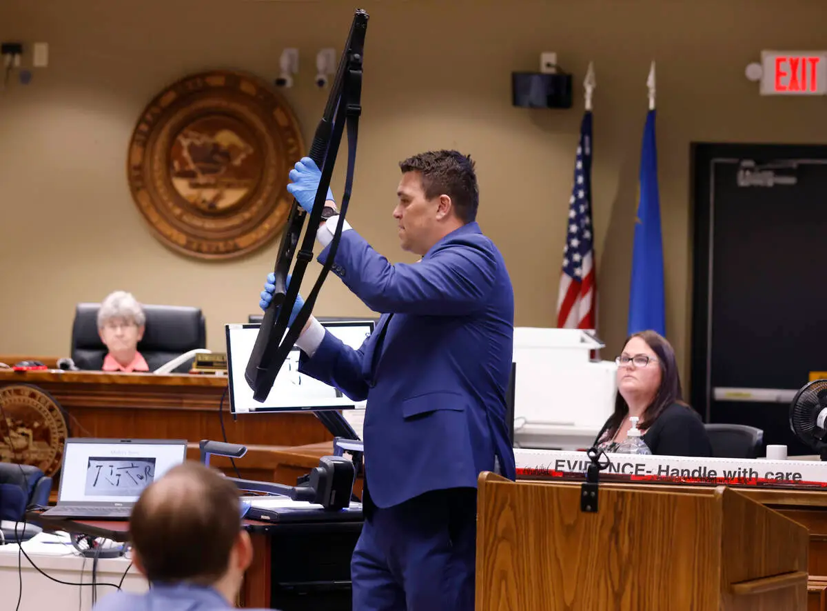 Jason Gunnell, Senior Deputy District Attorney, delivers closing arguments in Pahrump District Court